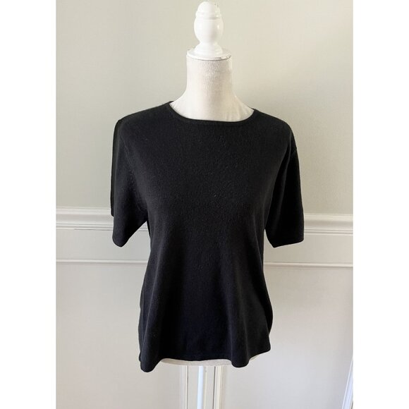 Carolyn Taylor Essentials NWT L Black Short Sleeve Soft Sweater - Picture 1 of 4